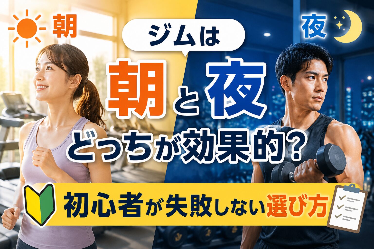 ジムは朝と夜どっちが効果的？初心者が失敗しない選び方
